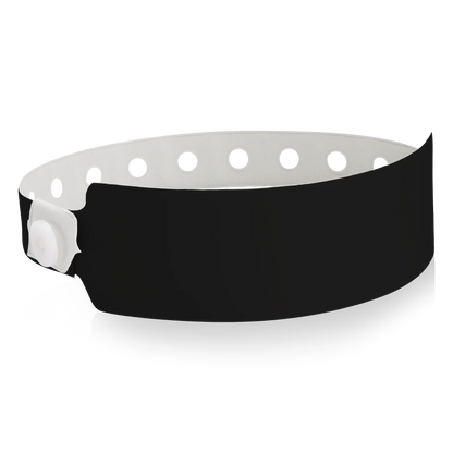 vinyl wide face wristband in black - shown in round