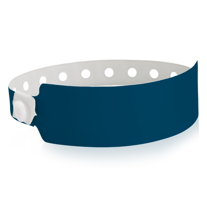 vinyl wide face wristband in navy blue - round version shown 