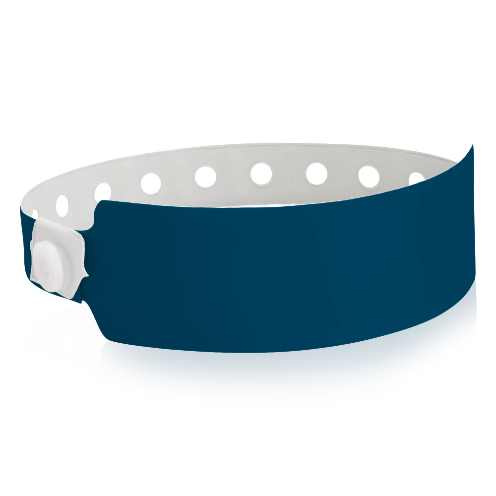 vinyl wide face wristband in navy blue - shown in round