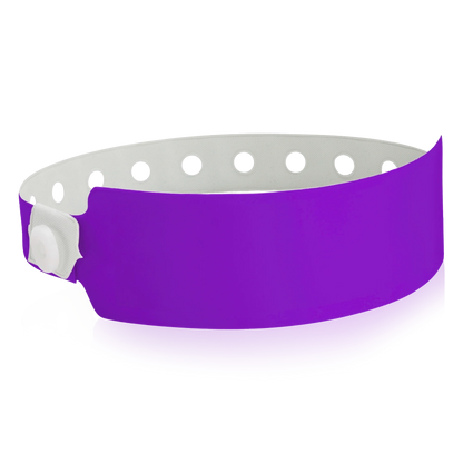 vinyl wide face wristband in purple - shown in round