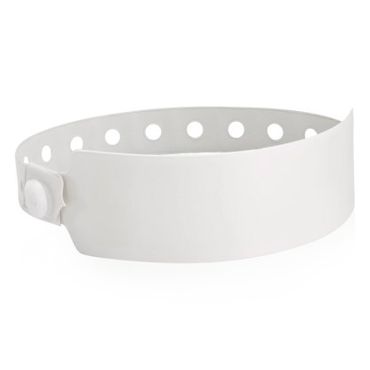 vinyl wide face wristband in white - shown in round
