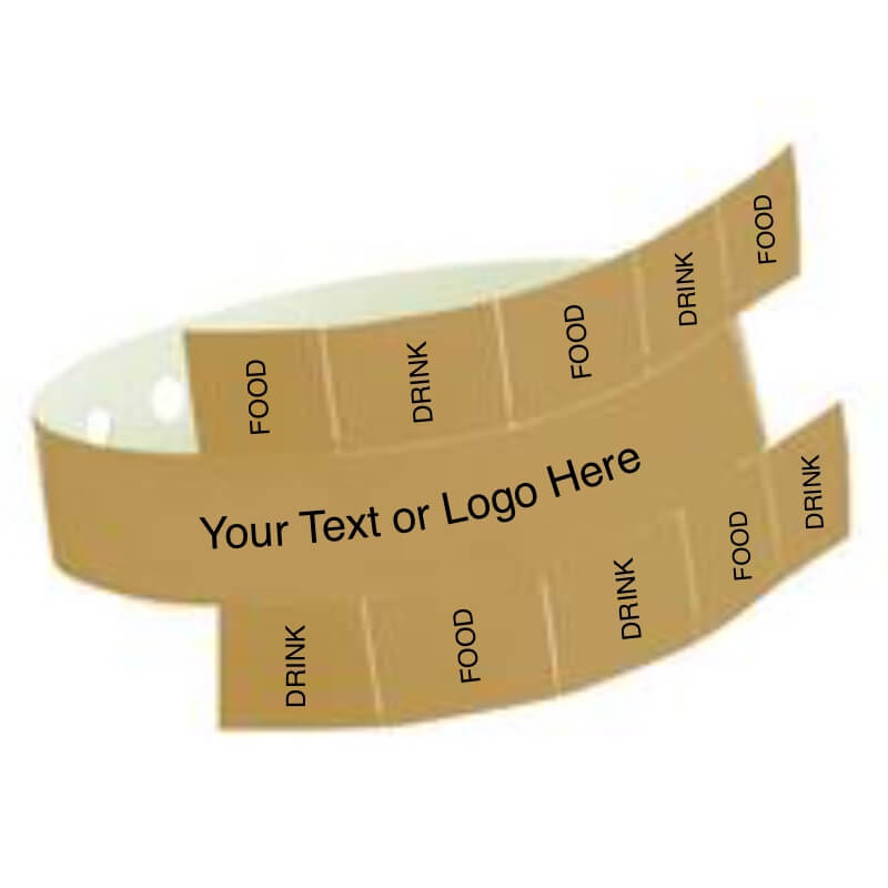 vinyl 10 tab wristband with a placeholder to show where you can customize the wristband in gold