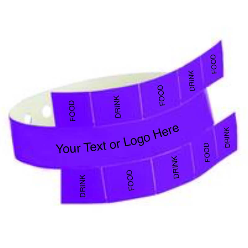 vinyl 10 tab wristband with a placeholder to show where you can customize the wristband in purple