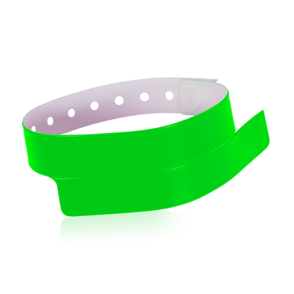vinyl wristband with 1 tab in green - round version shown 