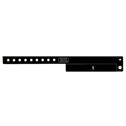 vinyl wristband with 1 tab in black - flat version shown 