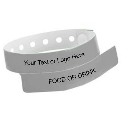 vinyl 1 tab wristband with a placeholder to show where you can customize the wristband and detachable stub in silver