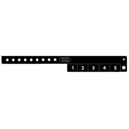 vinyl 5 tab wristbands shown in stock pattern with imprint "stub void if detached" and the number 1-5 on the stubs shown in black