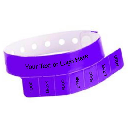 vinyl 7 tab wristband with a placeholder to show where you can customize the wristband in purple