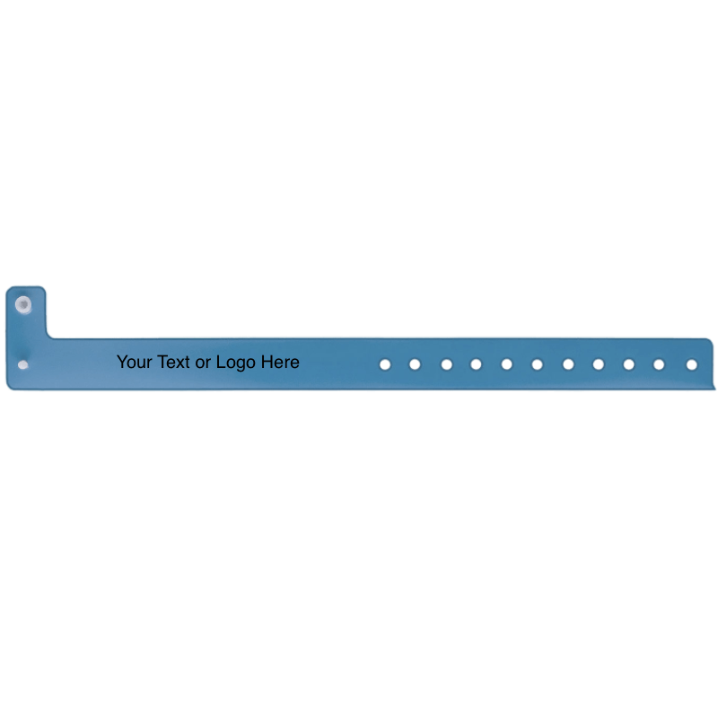 vinyl edgeglow wristbands with a placeholder to show where you can customize the wristband in blue