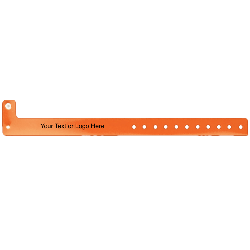 vinyl edgeglow wristbands with a placeholder to show where you can customize the wristband in orange