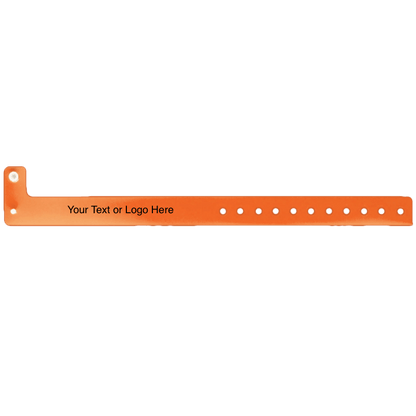 vinyl edgeglow wristbands with a placeholder to show where you can customize the wristband in orange