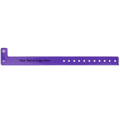 vinyl edgeglow wristbands with a placeholder to show where you can customize the wristband in purple