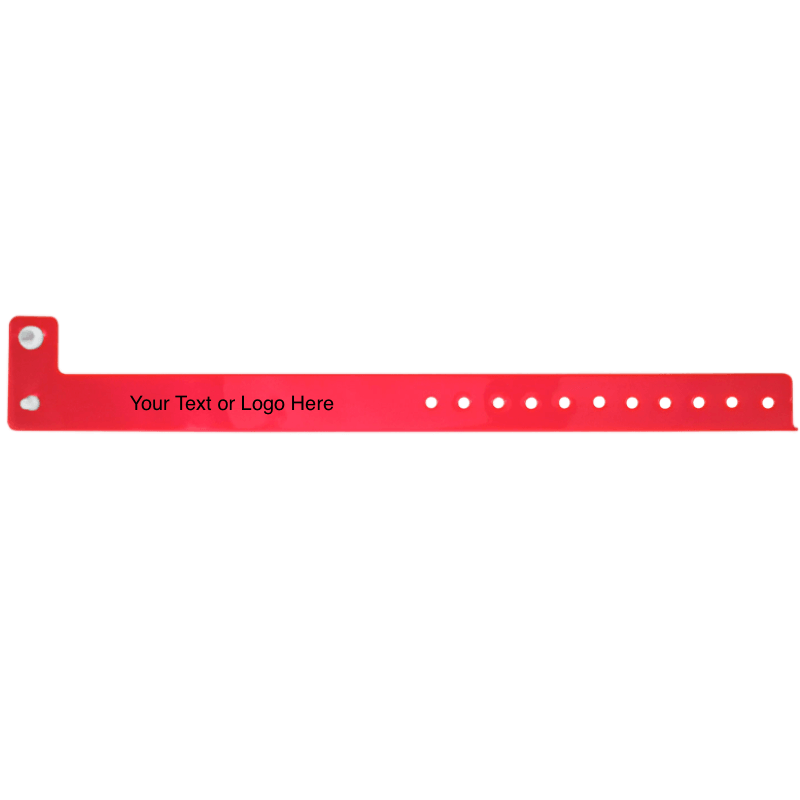 vinyl edgeglow wristbands with a placeholder to show where you can customize the wristband in red