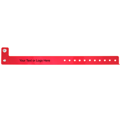vinyl edgeglow wristbands with a placeholder to show where you can customize the wristband in red