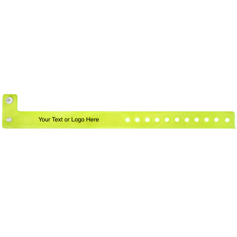 vinyl edgeglow wristbands with a placeholder to show where you can customize the wristband in yellow