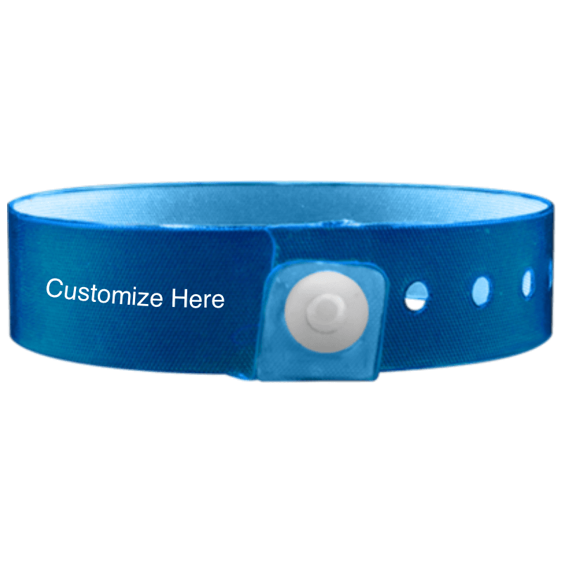 vinyl edgeglow wristbands with a placeholder to show where you can customize the wristband in blue