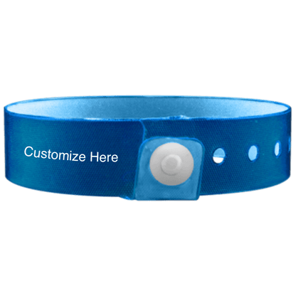 vinyl edgeglow wristbands with a placeholder to show where you can customize the wristband in blue