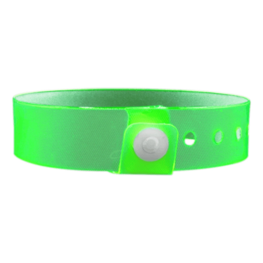 vinyl edgeglow wristband in green - round version shown 