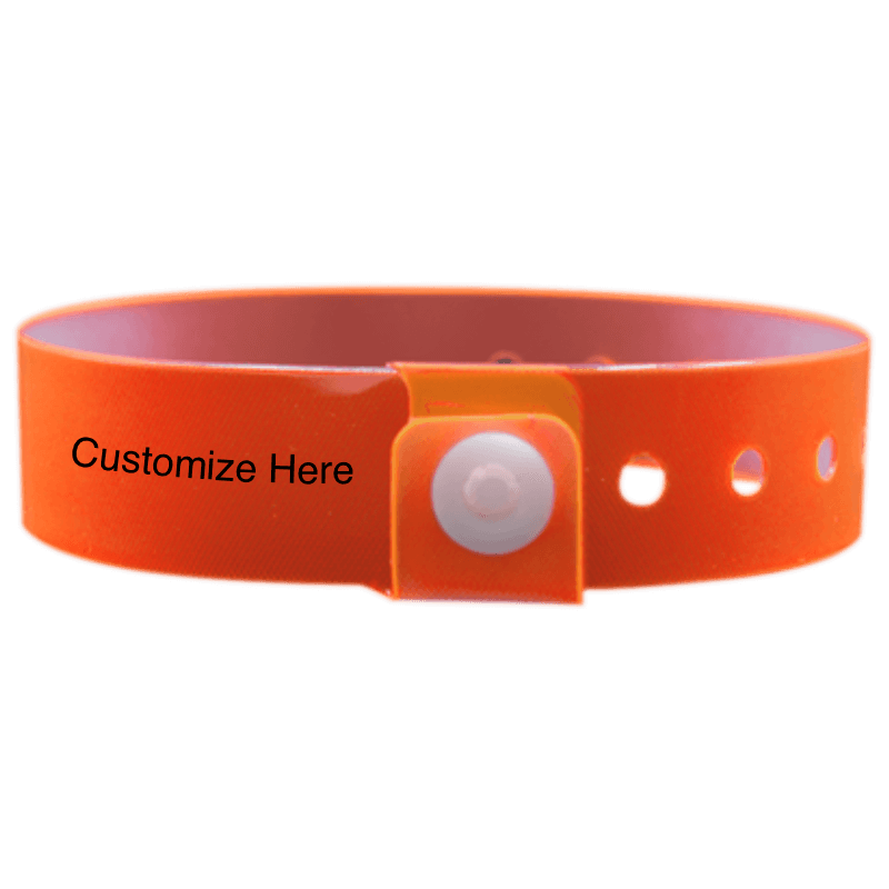vinyl edgeglow wristbands with a placeholder to show where you can customize the wristband in orange