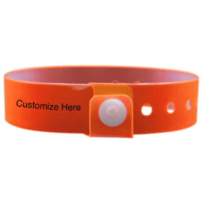 vinyl edgeglow wristbands with a placeholder to show where you can customize the wristband in orange