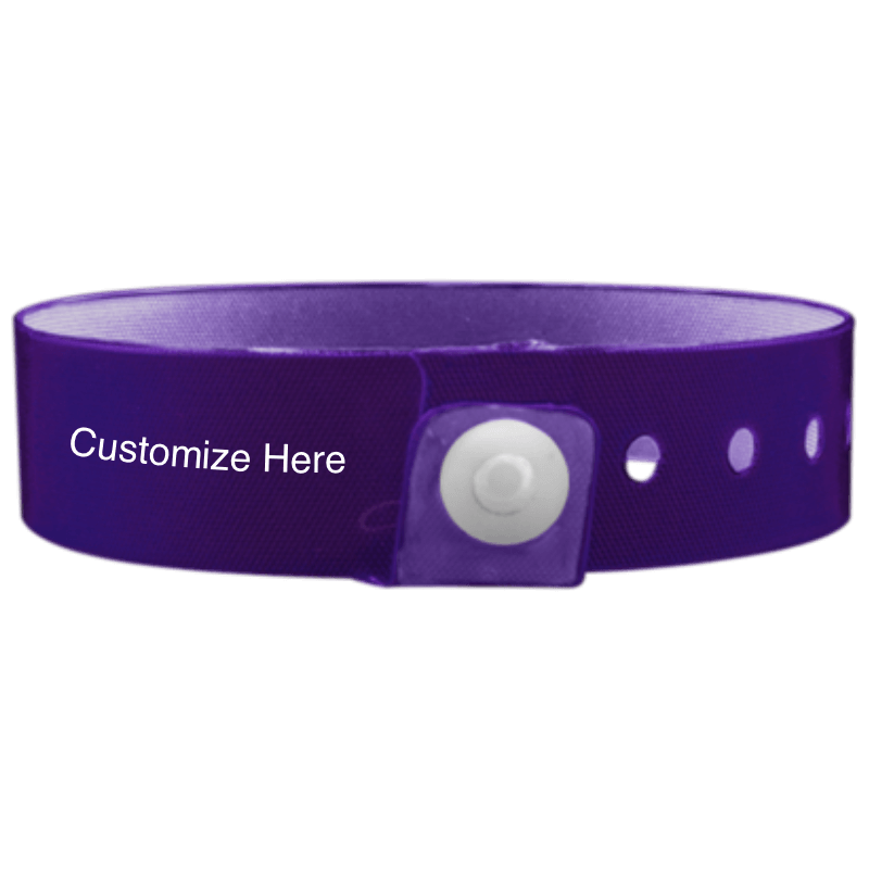 vinyl edgeglow wristbands with a placeholder to show where you can customize the wristband in purple