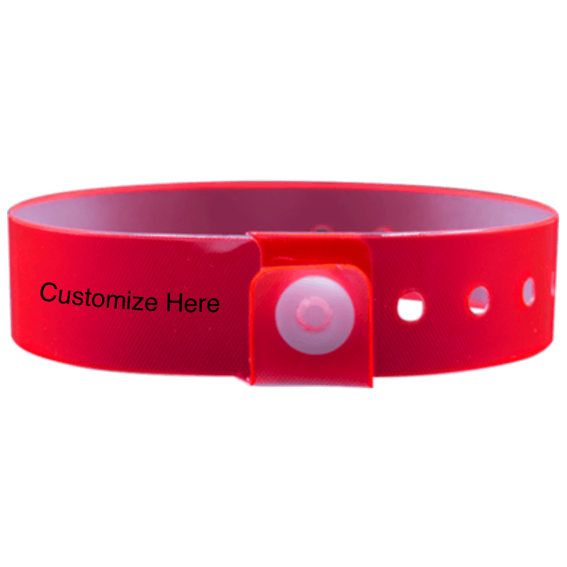 vinyl edgeglow wristbands with a placeholder to show where you can customize the wristband in red