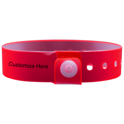 vinyl edgeglow wristbands with a placeholder to show where you can customize the wristband in red