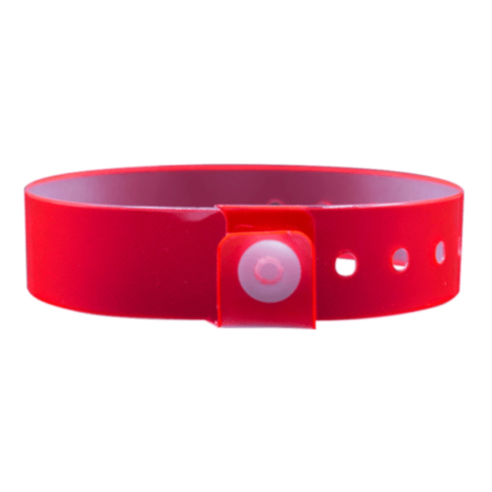 vinyl edgeglow wristband in red - round version shown 