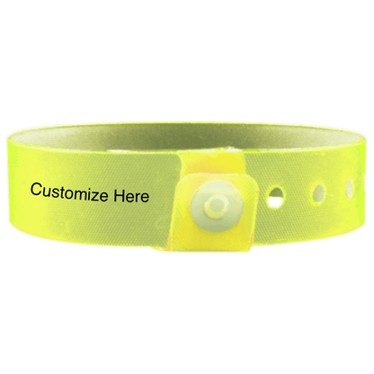 vinyl edgeglow wristbands with a placeholder to show where you can customize the wristband in yellow