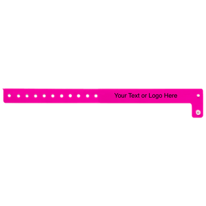regular vinyl wristbands with a placeholder to show where you can customize the wristband in neon pink