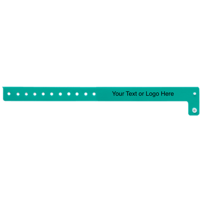 regular vinyl wristbands with a placeholder to show where you can customize the wristband in teal 
