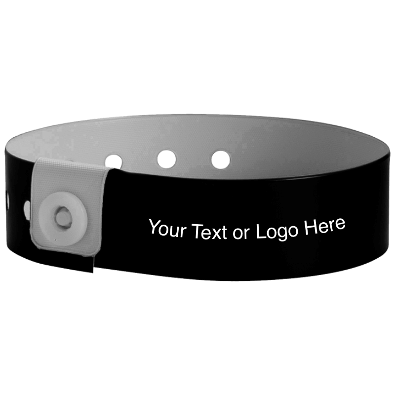 regular vinyl wristbands with a placeholder to show where you can customize the wristband in black