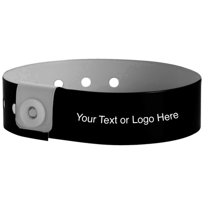 regular vinyl wristbands with a placeholder to show where you can customize the wristband in black