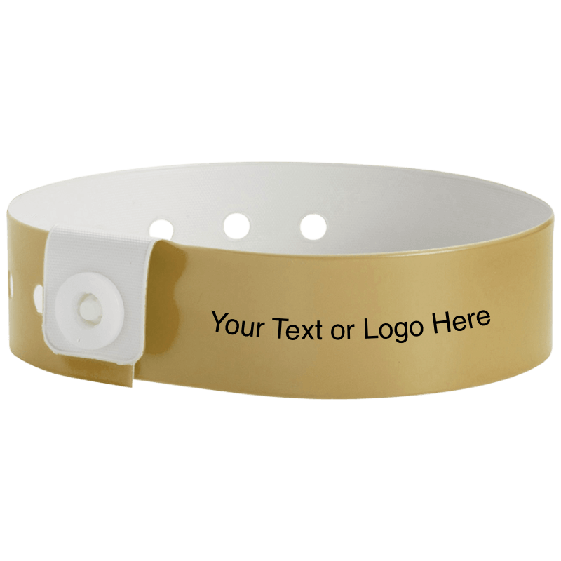 regular vinyl wristbands with a placeholder to show where you can customize the wristband in gold