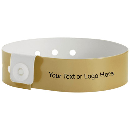 regular vinyl wristbands with a placeholder to show where you can customize the wristband in gold