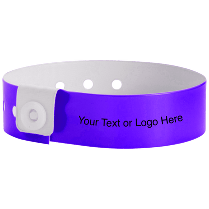 regular vinyl wristbands with a placeholder to show where you can customize the wristband in purple