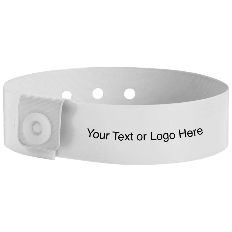 regular vinyl wristbands with a placeholder to show where you can customize the wristband in white