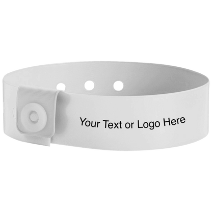 regular vinyl wristbands with a placeholder to show where you can customize the wristband in white