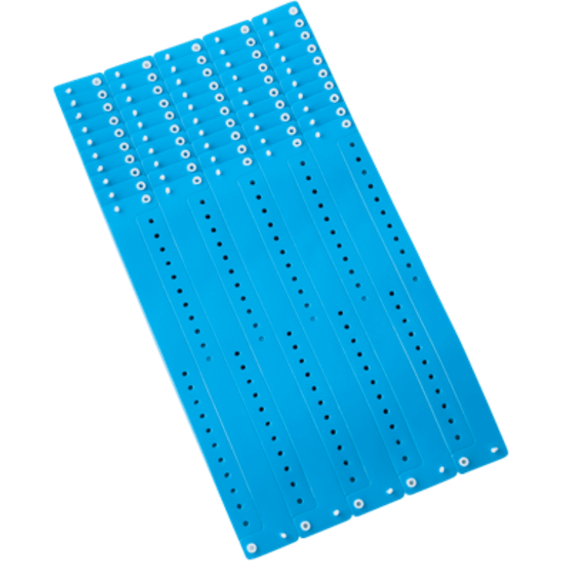 Regular vinyl wristband in sheets of 10 shown in blue
