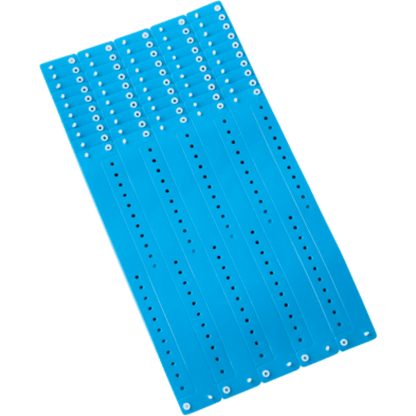 Regular vinyl wristband in sheets of 10 shown in blue
