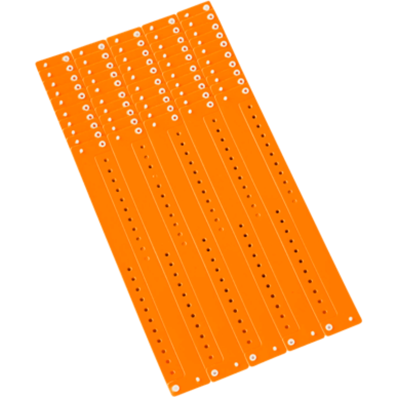 Regular vinyl wristband in sheets of 10 shown in neon orange