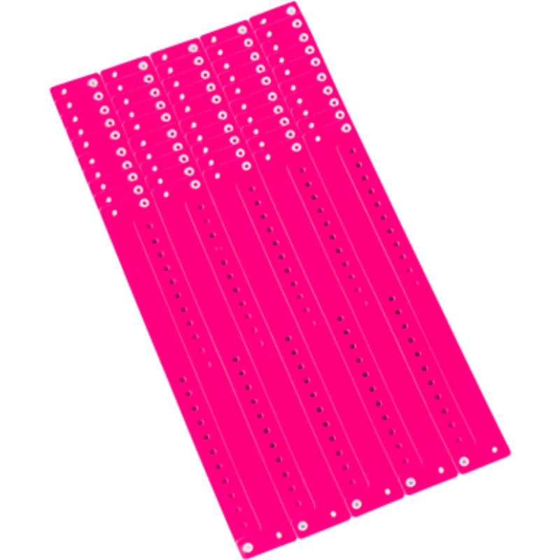 Regular vinyl wristband in sheets of 10 shown in Neon pink
