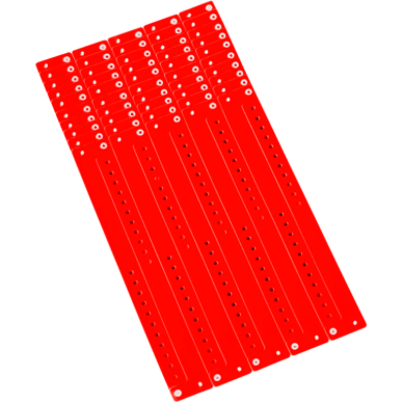 Regular vinyl wristband in sheets of 10 shown in neon red