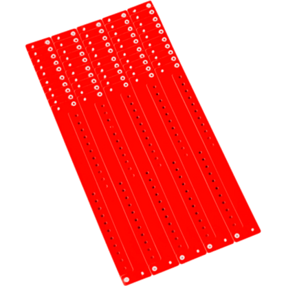 Regular vinyl wristband in sheets of 10 shown in neon red