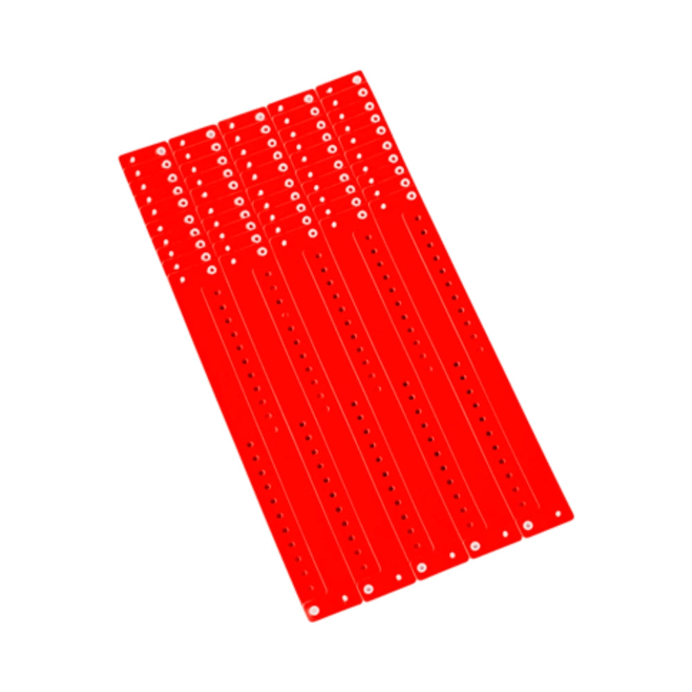 vinyl regular wristband in neon red - shown in sheets of 10 