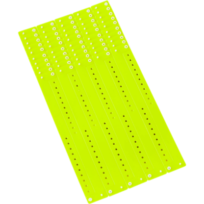 Regular vinyl wristband in sheets of 10 shown in neon yellow