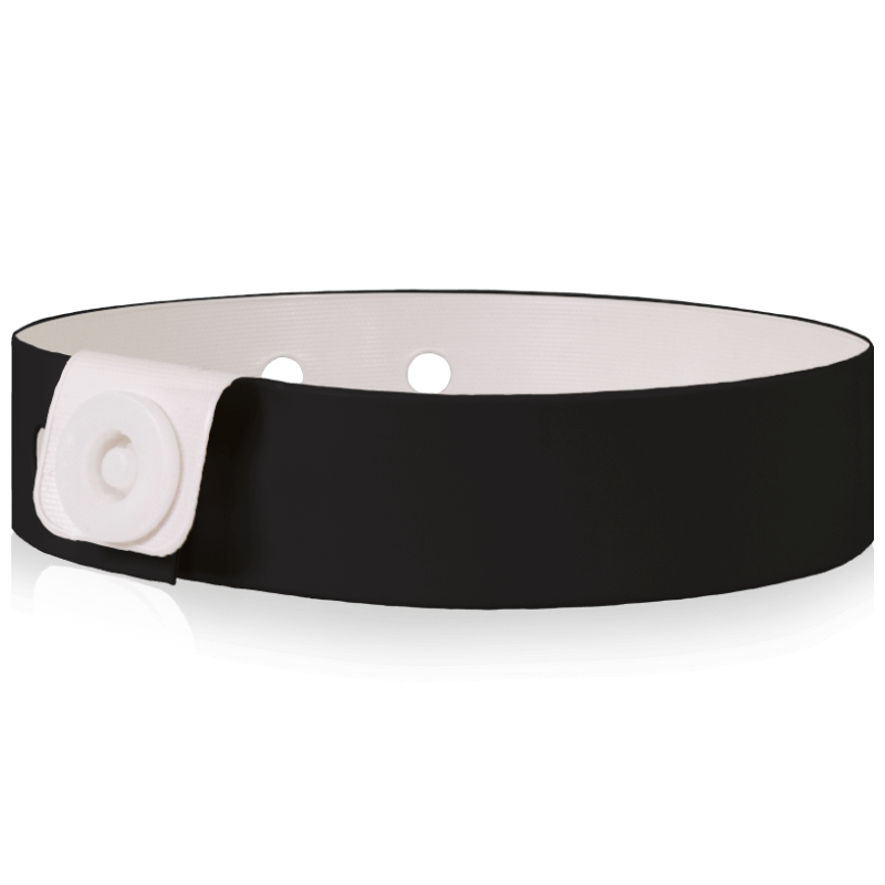 Vinyl slim wristband shown in Black
