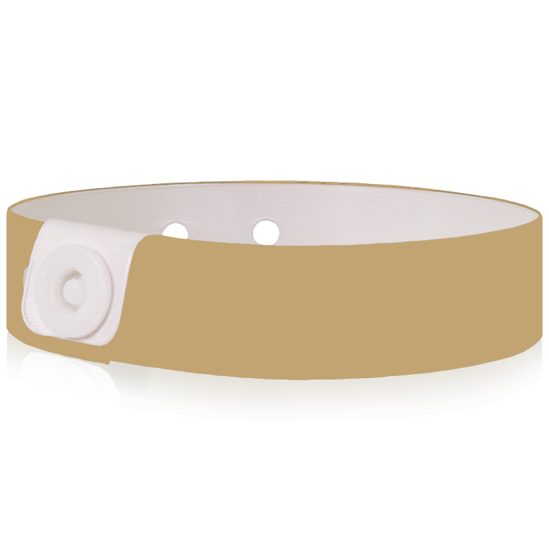 Vinyl slim wristband shown in gold