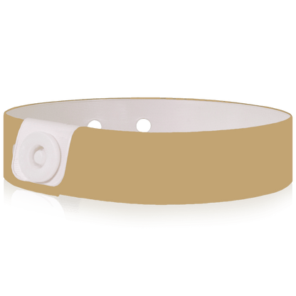 Vinyl slim wristband shown in gold