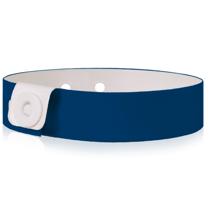 Vinyl slim wristband shown in navy blue